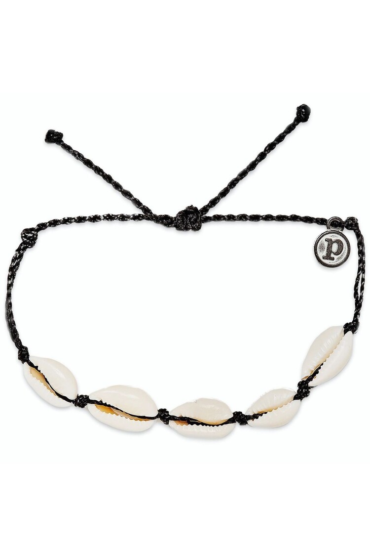 Puravida WOMEN'S KNOTTED COWRIES SOLIDS BRACELET BLACK