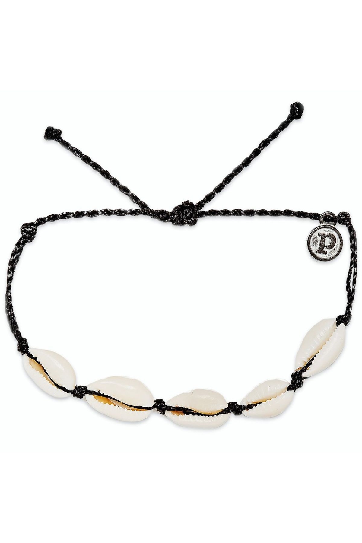 Puravida WOMEN'S KNOTTED COWRIES SOLIDS BRACELET BLACK