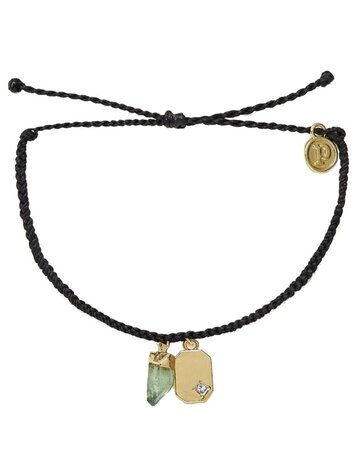 Puravida WOMEN'S RAW EMERALD GOLD CHARM BRACELET BLACK
