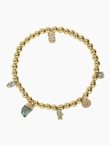 Puravida WOMEN'S MYSTICS MIXED CHARMS STRETCH BRACELET GOLD