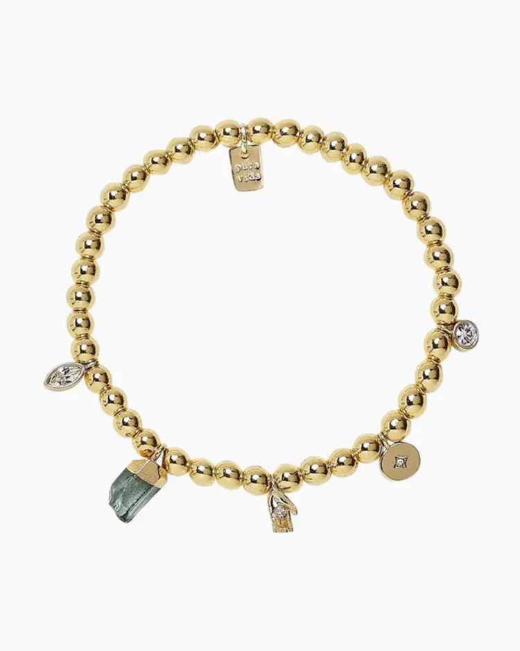 Puravida WOMEN'S MYSTICS MIXED CHARMS STRETCH BRACELET GOLD