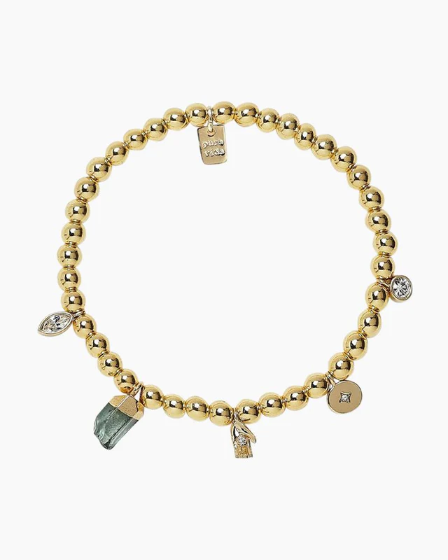 Puravida WOMEN'S MYSTICS MIXED CHARMS STRETCH BRACELET GOLD