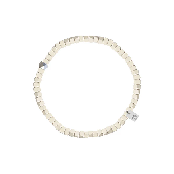 Puravida HOMMES COATED HEMATITE STRETCH BRACELET CREAM