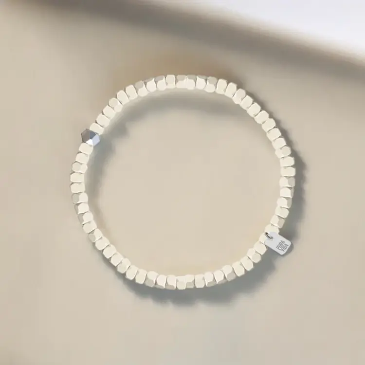 Puravida HOMMES COATED HEMATITE STRETCH BRACELET CREAM