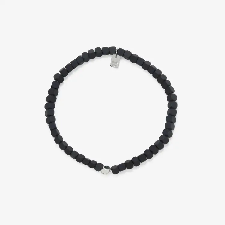 Puravida HOMMES COATED HEMATITE STRETCH BRACELET BLACK