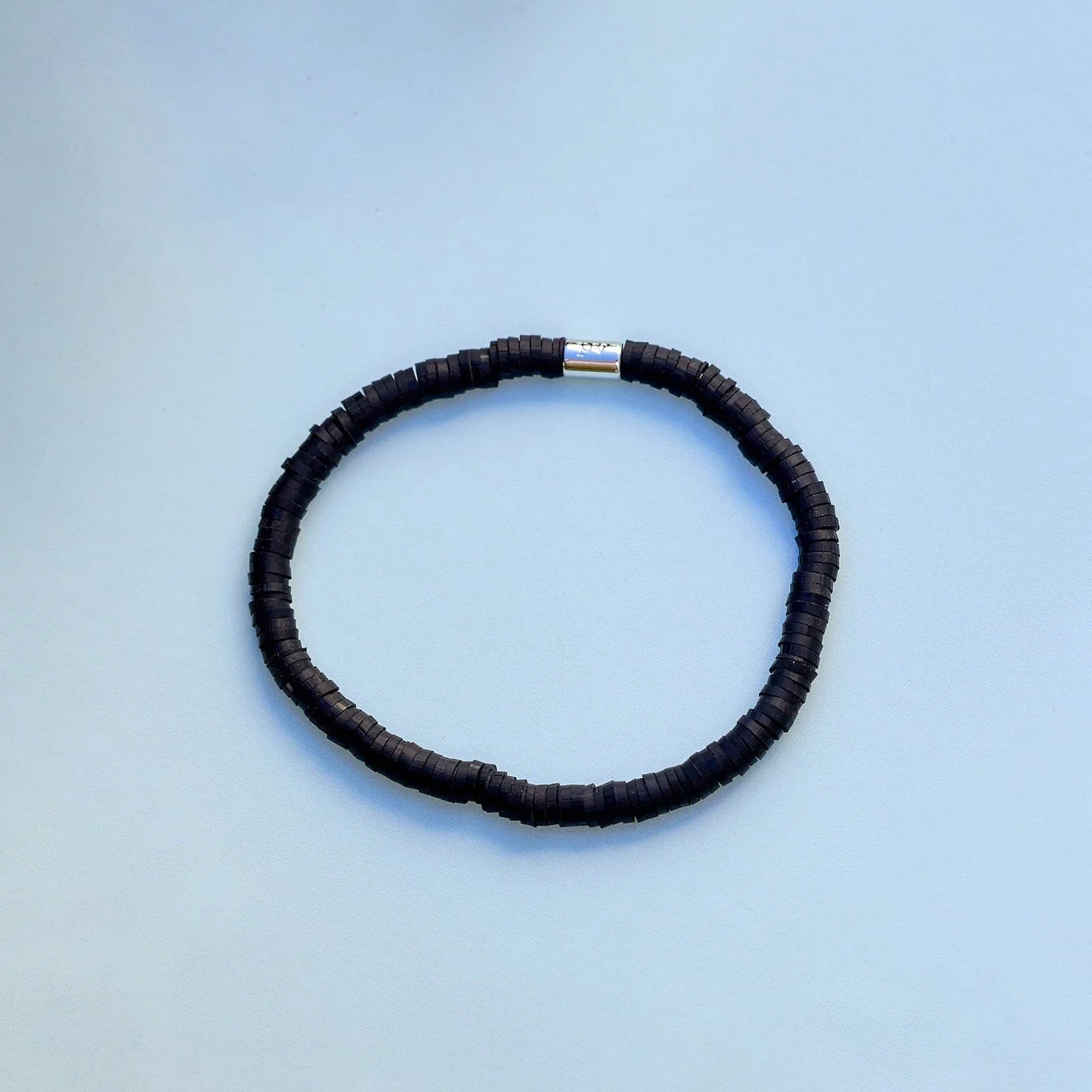 Puravida WOMEN'S SEASCAPE VINYL DISC STRETCH BRACELET BLACK