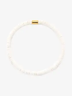 Puravida WOMEN'S SEASCAPE VINYL DISC STRETCH BRACELET WHITE