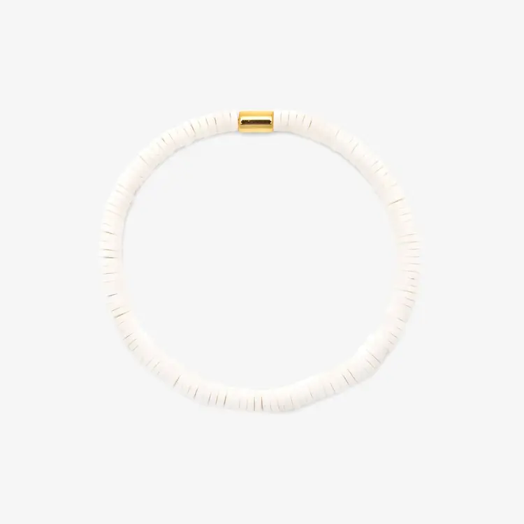 Puravida WOMEN'S SEASCAPE VINYL DISC STRETCH BRACELET WHITE