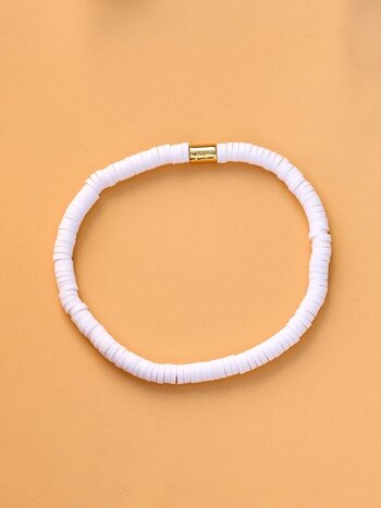 Puravida FEMMES SEASCAPE VINYL DISC STRETCH BRACELET WHITE