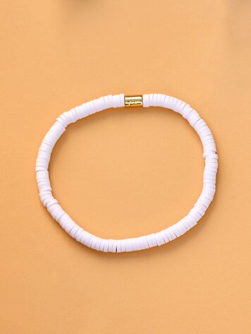 Puravida FEMMES SEASCAPE VINYL DISC STRETCH BRACELET WHITE