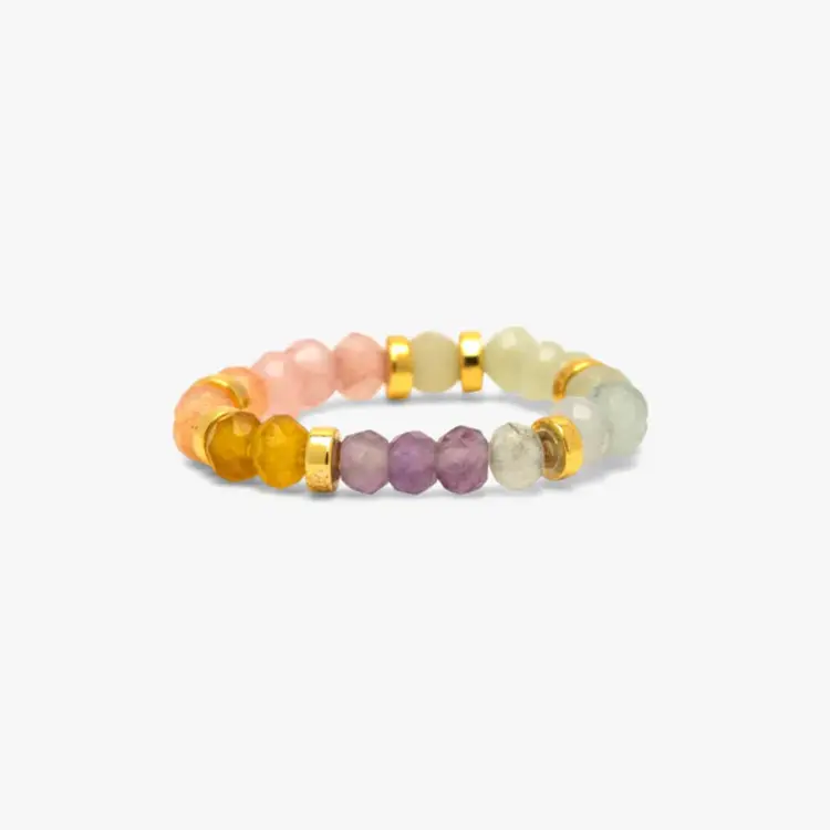 Puravida FEMMES OMBRE RAINBOW BEAD STRETCH RING