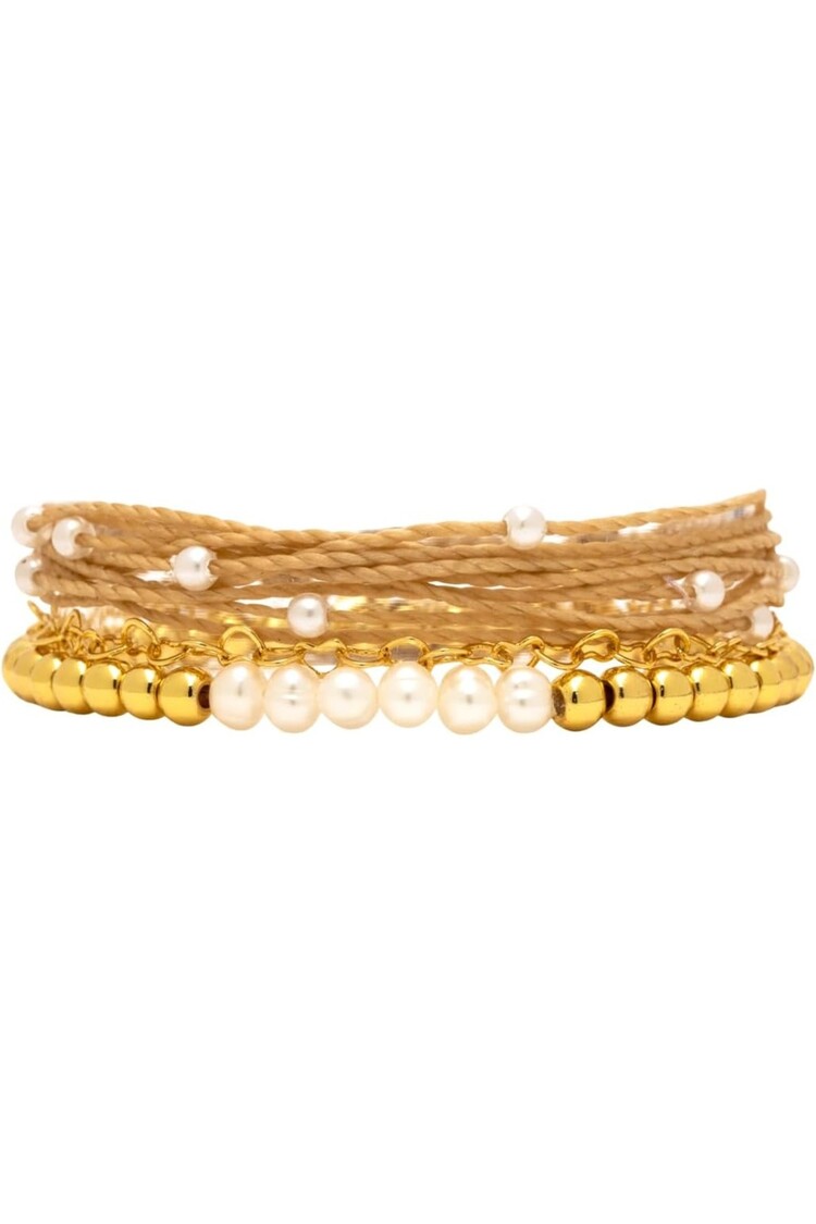Puravida FEMMES LOVELY PEARL STYLE BRACELET PACK GOLD