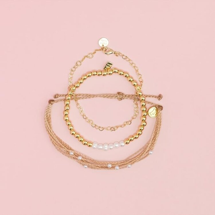 Puravida FEMMES LOVELY PEARL STYLE BRACELET PACK GOLD