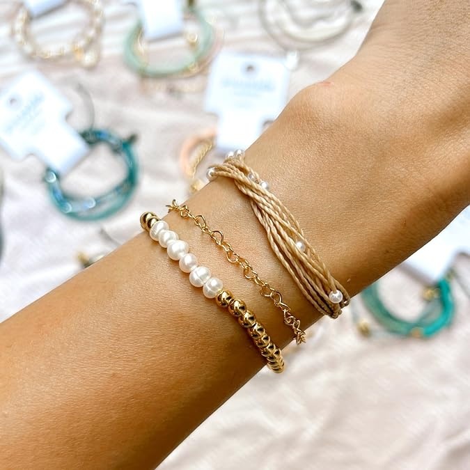 Puravida WOMEN'S LOVELY PEARL STYLE BRACELET PACK GOLD