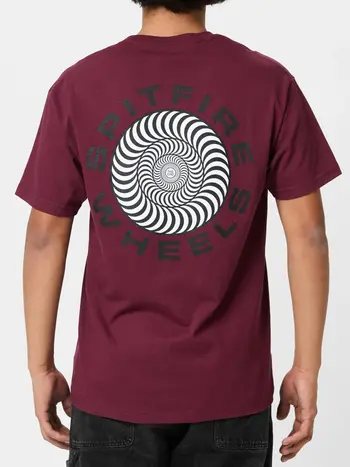 Spitfire HOMMES CLASSIC '87 SWIRL FILL SS T-SHIRT BURGUNDY/BLACK/WHITE PRINT