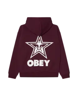 Obey MEN'S BOLD STAR EXTRA HEAVY HOODIE FLEECE WINETASTING