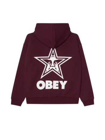 Obey HOMMES BOLD STAR EXTRA HEAVY HOODIE FLEECE WINETASTING