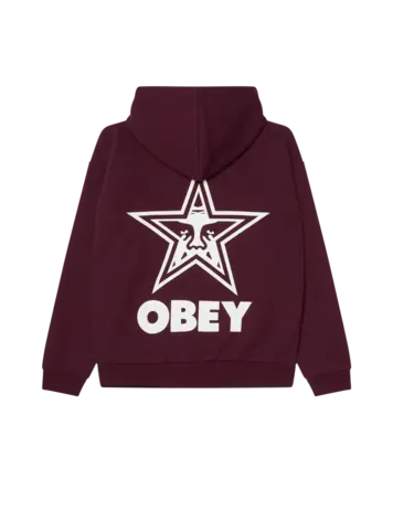 Obey MEN'S BOLD STAR EXTRA HEAVY HOODIE FLEECE WINETASTING