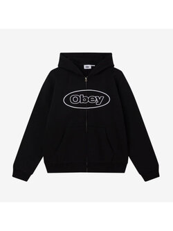 Obey HOMMES OBEY OVAL EXTRA HEAVY ZIP HOOD BLACK
