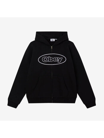 Obey HOMMES OBEY OVAL EXTRA HEAVY ZIP HOOD BLACK