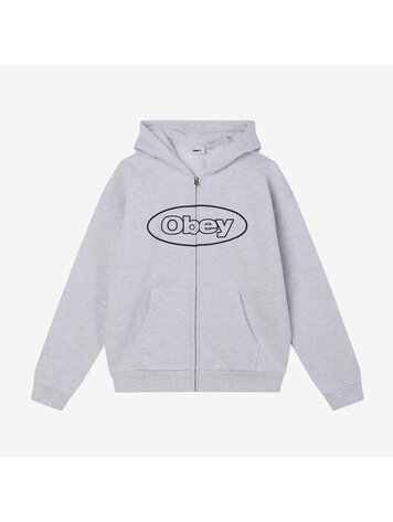 Obey HOMMES OBEY OVAL EXTRA HEAVY ZIP HOOD ASH GREY
