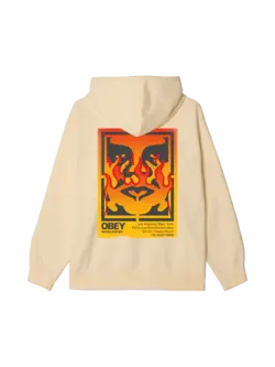 Obey MEN'S OBEY ICON STENCIL FLAME HOODED FLEECE UNBLEACHED
