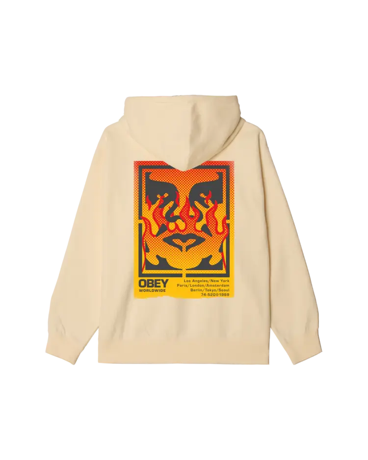 Obey HOMMES OBEY ICON STENCIL FLAME HOODED FLEECE