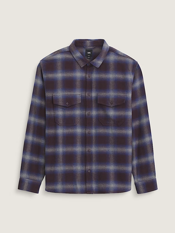 Vans MEN'S BIXBY PLAID FLANNEL LS SHIRT DARK PORT/PEWTER HEATHER GREY