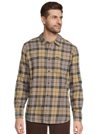 Volcom MEN'S CADEN PLAID LS SHIRT KHAKI