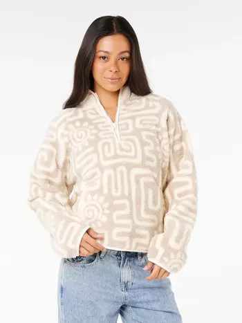RIP CURL WOMEN'S SUNSET LUAU 1/4 ZIP POLAR FLEECE BONE