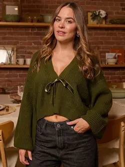 NANA THE BRAND WOMEN'S SELENA CARDIGAN GREEN KHAKI