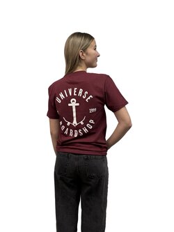 Universe Boardshop ANCRE T-SHIRT BURGUNDY/WHITE