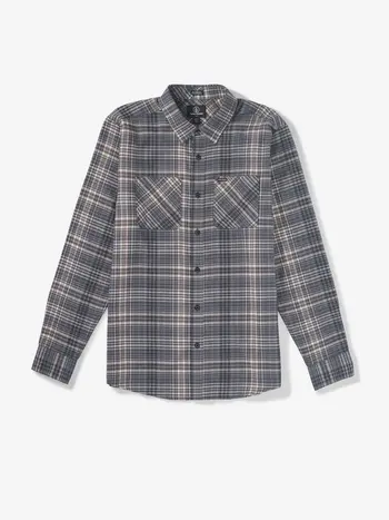 Volcom HOMMES NETASTONE FLANNEL LS SHIRT ASPHALT BLACK