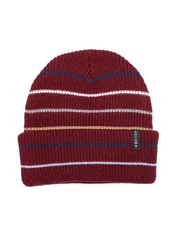 AUTUMN MEN'S MULTI STRIPE BEANIE BURGUNDY