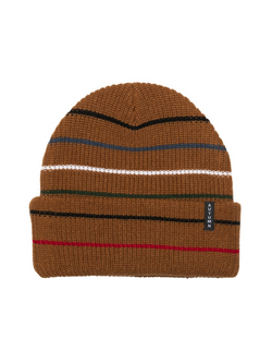 AUTUMN HOMMES MULTI STRIPE BEANIE WORK BROWN