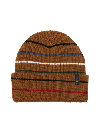 AUTUMN HOMMES MULTI STRIPE BEANIE WORK BROWN