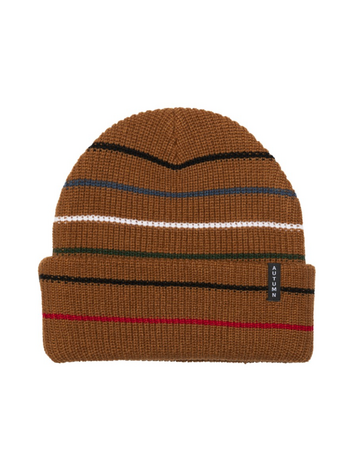 AUTUMN MEN'S MULTI STRIPE BEANIE WORK BROWN