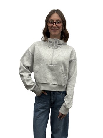 Universe Boardshop FEMMES BRO-D CROPPED DROP SHOULDER 1/2 ZIP HOODIE ASH HEATHER