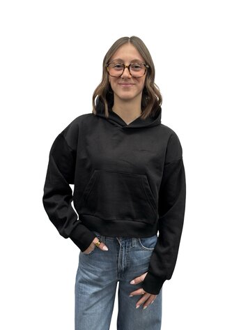 Universe Boardshop WOMEN'S BRO-D CROPPED DROP SHOULDER HOODIE BLACK