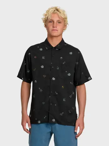 Quiksilver HOMMES BEACH CLUB CASUAL SHORT SLEEVE SHIRT BLACK