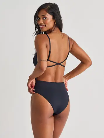Everyday Sunday FEMMES EXTRA HIGH-LEG CAMI ONE-PIECE BLACK