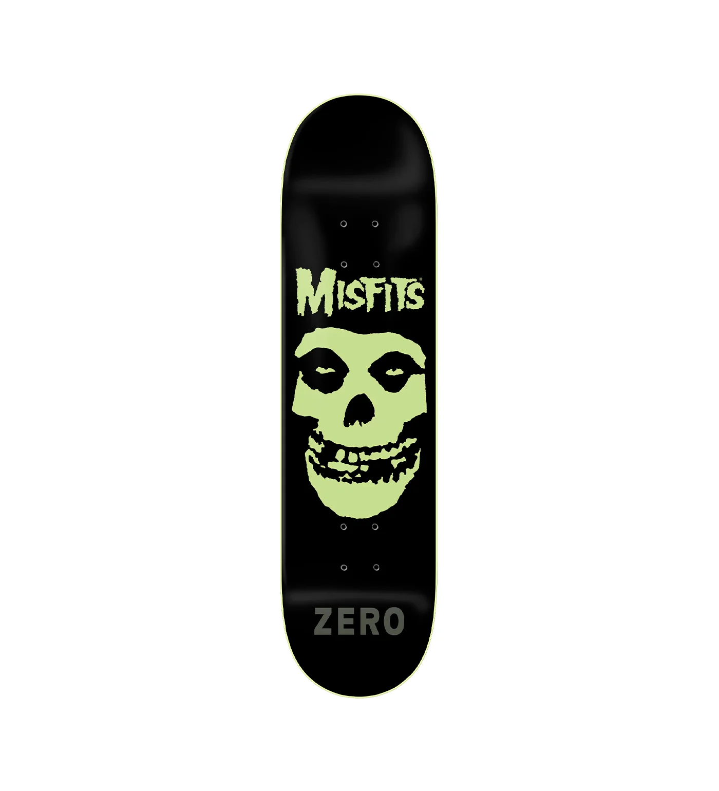 Zero skateboards MISFITS FIEND SKULL SKATEBOARD DECK GLOW IN THE DARK 8.25"