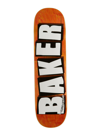 Baker Skateboards BRAND LOGO VENEERS B2 SHAPE WHITE/ORANGE 8.25"