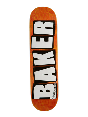 Baker Skateboards BRAND LOGO VENEERS B2 SHAPE WHITE/ORANGE 8.25"
