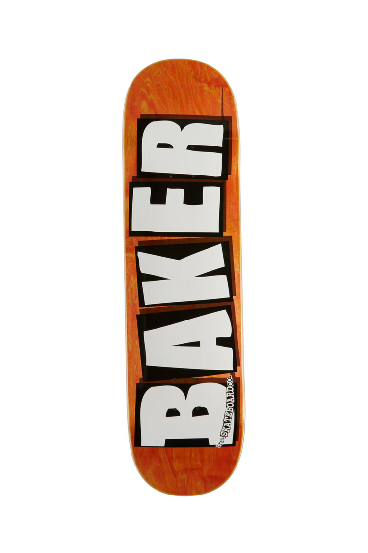 Baker Skateboards BRAND LOGO VENEERS B2 SHAPE WHITE/ORANGE 8.25"