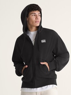 Vans HOMMES STRETCH LOGO FULL ZIP HOODIE BLACK/WHITE