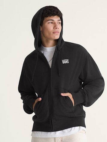 Vans MEN'S STRETCH LOGO FULL ZIP HOODIE BLACK/WHITE