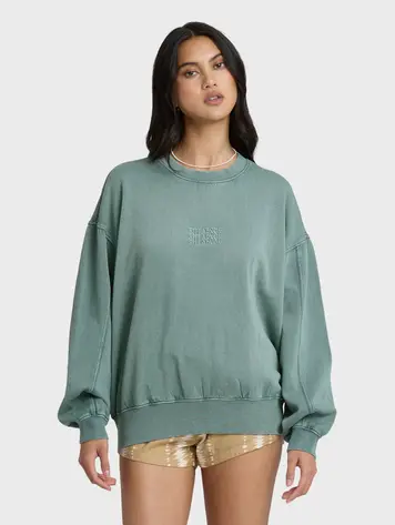 Billabong FEMMES BLEACHED OUT KENDAL CREWNECK SWEATSHIRT BLUE MIST