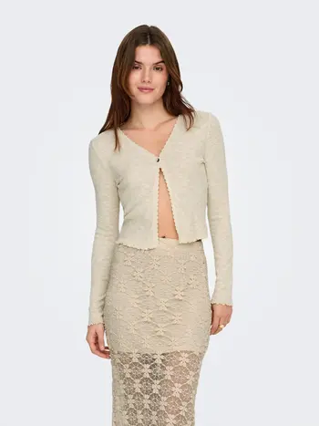 Only FEMMES NICOLE L/S SCALLOP CARDIGAN BIRCH