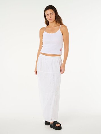 RIP CURL FEMMES OASIS BRODERIE MAXI SKIRT WHITE